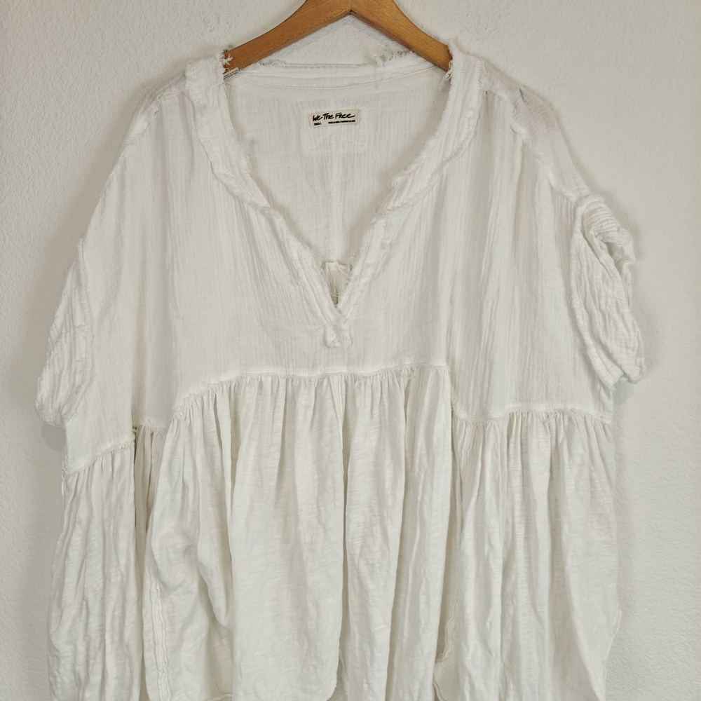 We The Free Nwot Boho Asymmetrical Hem Oversized Blouse Gauze Cotton Sz Small - Picture 8 of 15